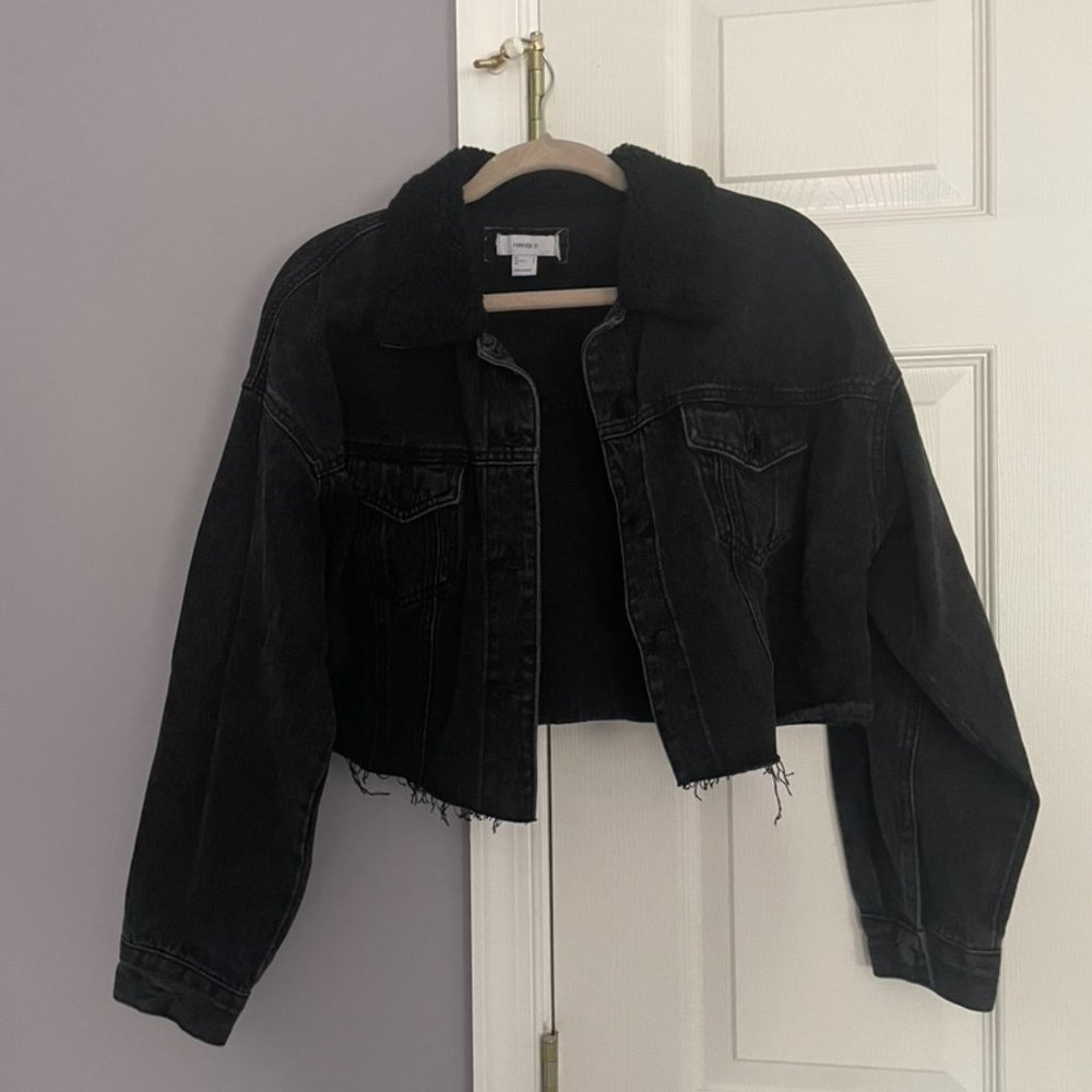 Forever 21 Fleece-Collar Denim Jacket